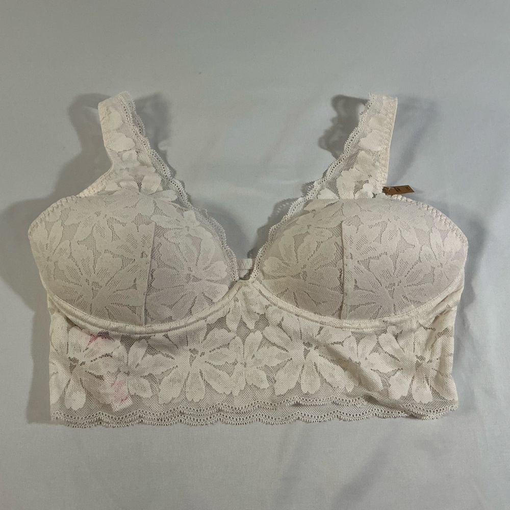 Victoria's Secret Cream Floral Lace Longline Bra